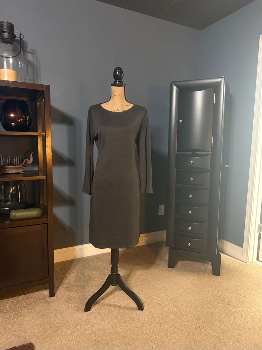 Calvin Klein Long-Sleeve Sheath Dress in Charcoal